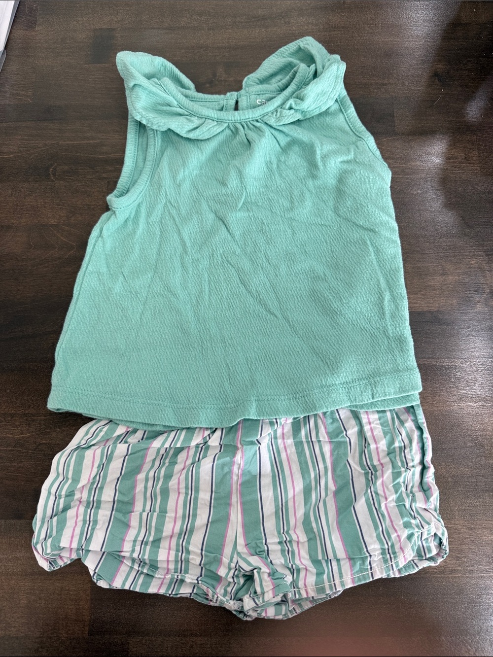 Carter's Mint Green Ruffle Tank Top and shorts